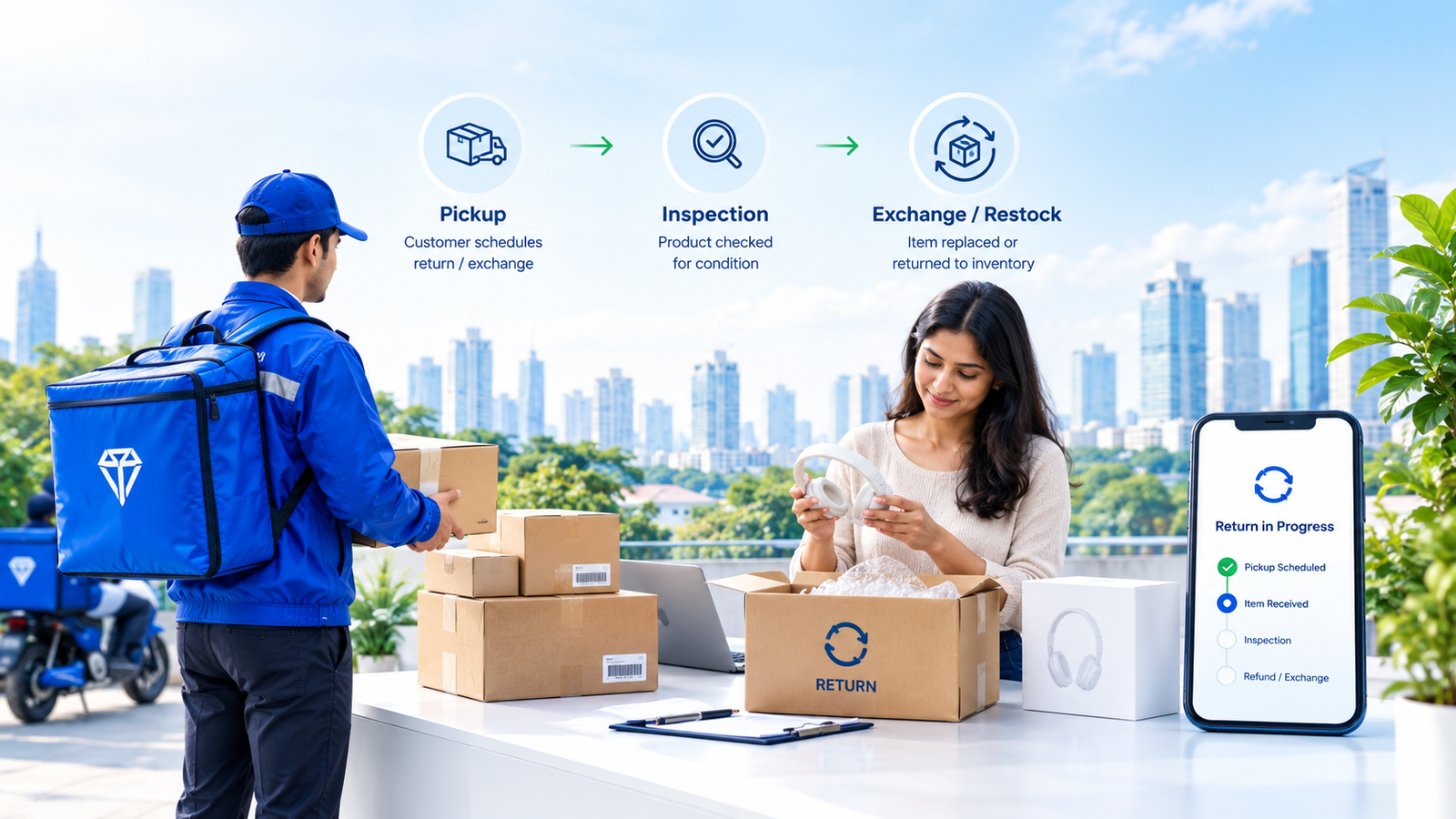 Reverse logistics process for ecommerce returns and exchanges