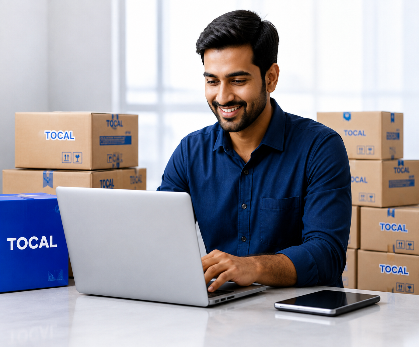 TOCAL branded delivery boxes for D2C brands