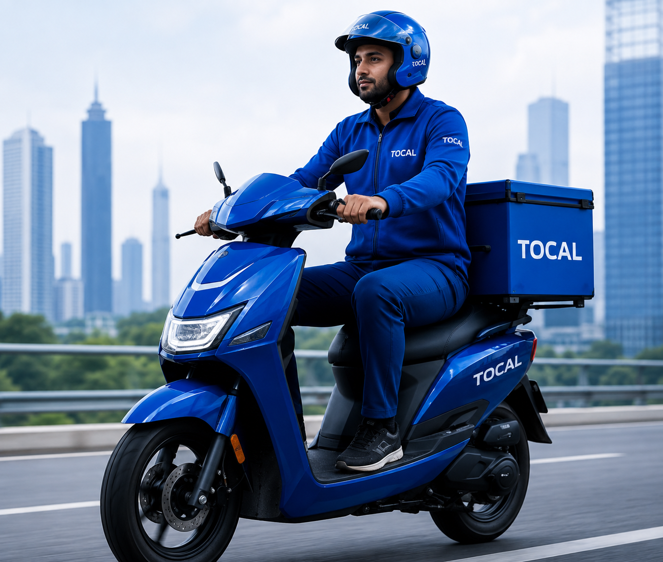 TOCAL driver delivering on an electric vehicle